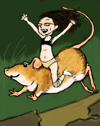 "On Sight," a classy illustration by Amanda Wood shows Dollissa gallantly astride a field mouse. It gallops along and she raises her arms in victory, and in fashion.