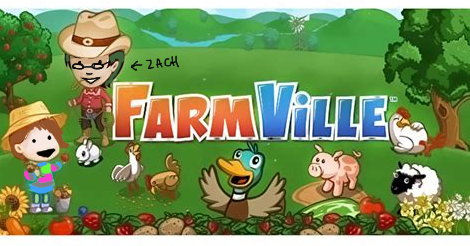 A common thumbnail of the original Farmville. It shows two farmers (that have been altered to resemble Amandoll and Junior Sneerist, Zach), along with some chickens, a duck, a pig, a sheep, a bunny, and some crops all surrounding the Farmville logo.

By the way the caption to this is an emoticon that symbolizes the dissatisfied face with the slanted mouth.